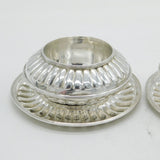George III Pair of Sterling Silver Salt Cellars & Dishes Antique 1805 London