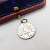 Sterling Silver King George V Threepence Coin Charm Pendant Antique 1934