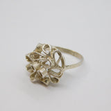 Sterling Silver Studio Style Ribbon Patterned Dress Ring Vintage c1970 Size L