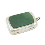 20th Century New Zealand Sterling Silver Nephrite Jade Vesta Case Antique
