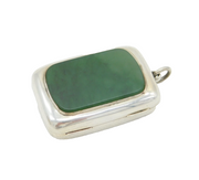 20th Century New Zealand Sterling Silver Nephrite Jade Vesta Case Antique