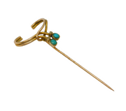 Murrle Bennett Edwardian 9ct Gold & Turquoise Set Stick Pin Antique c1910s