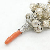 Victorian Sterling Silver & Coral Rattle, Teether & Whistle Antique 1881