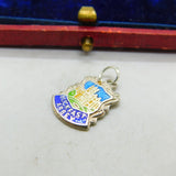 Sterling Silver Enamel Buckfast Abbey Travel Shield Charm Pendant Vintage c1970