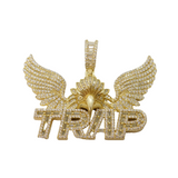 Sterling Silver Gilt Paste Set Eagle 'Trap' Large Pendant Vintage c2000s