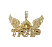 Sterling Silver Gilt Paste Set Eagle 'Trap' Large Pendant Vintage c2000s