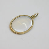 Early 20th Century Sterling Silver Oval Mounted Cabochon Moonstone Drop Pendant