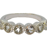 Sterling Silver 6 White Sapphire Half Eternity Ring Vintage c1970 Size N 1/2