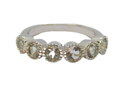 Sterling Silver 6 White Sapphire Half Eternity Ring Vintage c1970 Size N 1/2