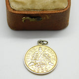 Sterling Silver Authentic Threepence Charm Pendant 1936