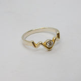 Sterling Silver CZ Zigzag Front Dress Band Ring Vintage c1990 Size L