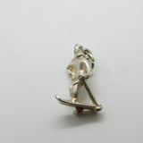Sterling Silver Man on Skis Charm Pendant Vintage c1970