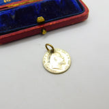 Sterling Silver Edward VII Threepence Coin Charm Pendant Vintage 1909