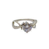 Sterling Silver Round Spinel Solitaire Engagement Ring Modern c1990 Size L 1/2