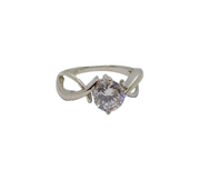 Sterling Silver Round Spinel Solitaire Engagement Ring Modern c1990 Size L 1/2