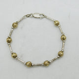 Italian Sterling Silver & Gilt Beaded Bracelet Vintage c1970 18cm Length