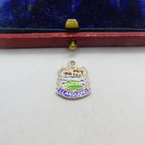Sterling Silver and Enamel Llandudno Travel Shield Charm Pendant Vintage c1970