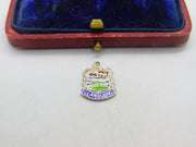 Sterling Silver and Enamel Llandudno Travel Shield Charm Pendant Vintage c1970