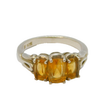 Sterling Silver Triple Graduating Citrine Dress Ring Vintage c1970 Size L 1/2