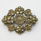 Sterling Silver Marcasite Set Floral Dress Brooch Antique c1920 Art Deco