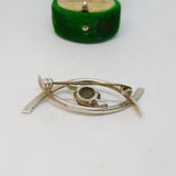 Scottish Ortak Sterling Silver Citrine Set Crossover Brooch Vintage c1975