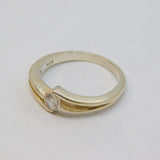 Sterling Silver Paste Solitaire Split Band Ring Vintage c1970 Size K
