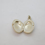 Sterling Silver Floral Pattern Small Oval Locket Charm Pendant Vintage c1970