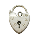 Sterling Silver Heart Lock Charm Pendant Vintage c1970s