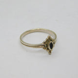 Sterling Silver Black Onyx  Double Strand Dress Band Ring Vintage c1970 Size P