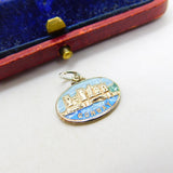 Sterling Silver and Enamel Conwy Travel Shield Charm Pendant Vintage c1970