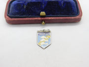 Sterling Silver and Enamel Travel Shield 'Perranporth' Charm Vintage c1970