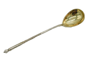 19th Century Russian Imperial .84 Silver Gilt Floral Pattern Teaspoon Antique