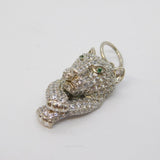 Sterling Silver Sparkling Paste Set Lion Statement Pendant Vintage c2000s