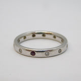 .950 Platinum, Diamond & Ruby Full Eternity Band Ring Vintage Birmingham