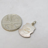Sterling Silver Enamel Bath Shield Charm Pendant Vintage c1970