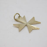 Sterling Silver Stripy Textured Maltese Cross Charm Pendant Vintage c1970s