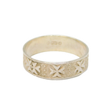 Sterling Silver Maltese Cross Relief Pattern Band Ring Vintage c1970 Size Q