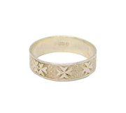 Sterling Silver Maltese Cross Relief Pattern Band Ring Vintage c1970 Size Q