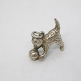 Sterling Silver Kitten with the Ball Charm Pendant Vintage c1970