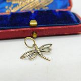 White Metal With Gold Plate Dragonfly Charm Pendant Vintage c1970