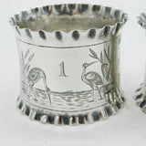 Victorian Sterling Silver No. 1,2 Aesthetic Napkin Rings Antique 1899 London