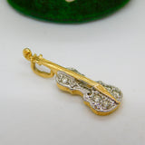 Sterling Silver Gilt & Spinel Set Violin Form Drop Pendant Vintage c1980
