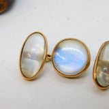 Victorian Boxed Pair of 10ct Rose Gold & Moonstone Cufflinks Antique c1890s