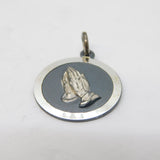 Sterling Silver Praying Hands Charm Pendant Vintage c1970s