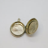 Sterling Silver Textured Floral Pattern Oval Locket Charm Pendant Vintage c1970