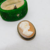 Sterling Silver Mounted Carved Shell Cameo Brooch Pin Antique c1920 Art Deco