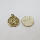 Sterling Silver Textured St Christopher Travel Charm Pendant Vintage c1970