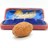 Victorian Chinese Carved Almond Nut Bead Pendant Antique c1900