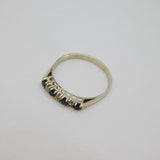 Sterling Silver 4 Sapphire & 3 Spinel Half Eternity Ring Vintage c1970 Size V
