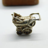 Sterling Silver Baby Pram Charm Pendant Vintage c1970